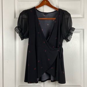 Torrid blouse rose print womens L